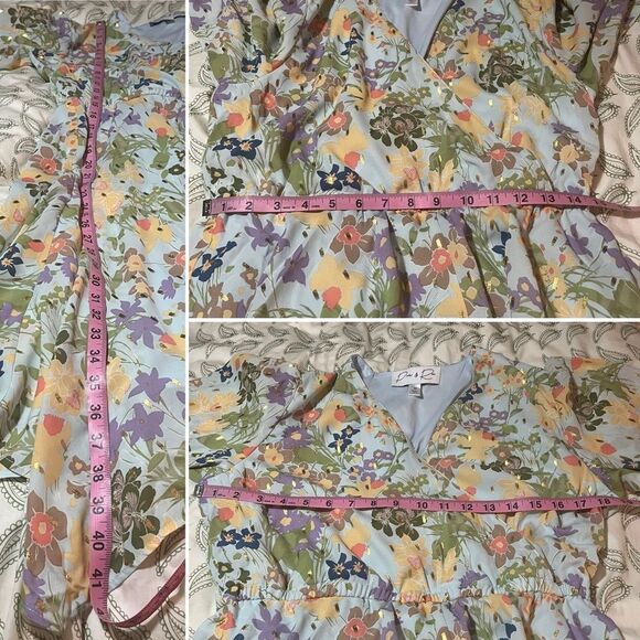 Modcloth Through Fields Of Gold Dress Asymmetrical Scarf Hem Faux Wrap Green M - Picture 13 of 13